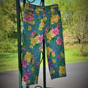 Floral Cotton Stretch Capri ~ Pastels " Sport "